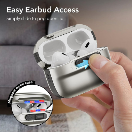 Husa pentru Apple AirPods Pro 1 / 2 ESR Pulse Magnetic HaloLock, Titanium