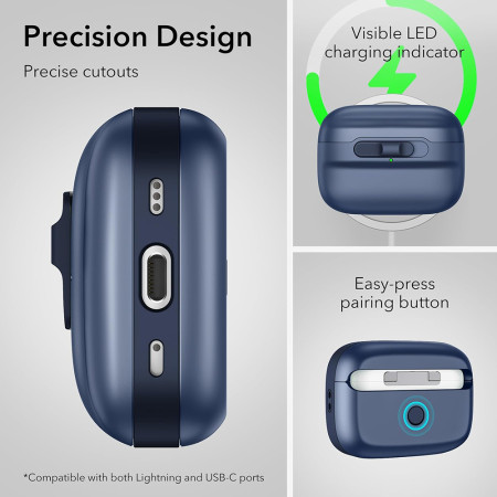 Husa pentru Apple AirPods Pro 1 / 2 ESR Pulse Magnetic HaloLock, Dark Blue