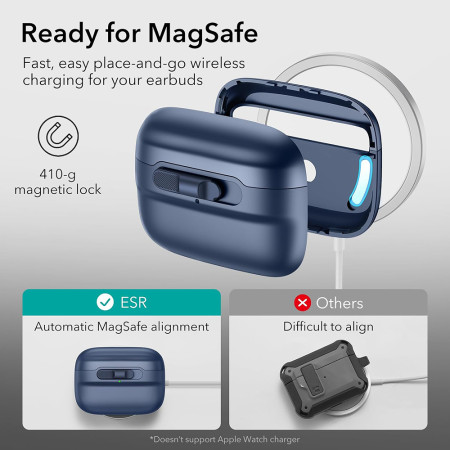 Husa pentru Apple AirPods Pro 1 / 2 ESR Pulse Magnetic HaloLock, Dark Blue