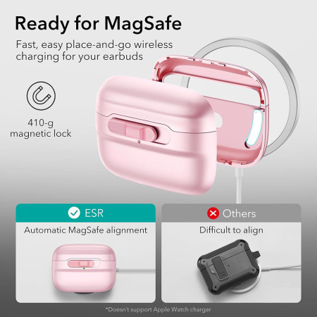 Husa pentru Apple AirPods Pro 1 / 2 ESR Pulse Magnetic HaloLock, Pink