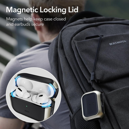 Husa pentru Apple AirPods Pro 1 / 2 ESR Orbit Hybrid HaloLock, Titanium