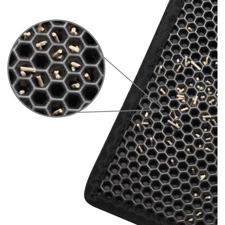 Covoras Impermeabil pentru Litiera Pisici, Dublu Strat, Structura Tip Fagure, 60x40 cm, Negru, Material EVA