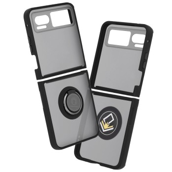 Husa telefon compatibila Motorola Razr 40, Glinth Magnet Auto si Inel Rotativ, Negru