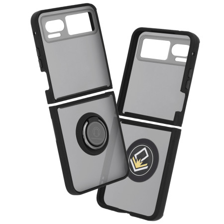 Husa telefon compatibila Motorola Razr 40, Glinth Magnet Auto si Inel Rotativ, Negru