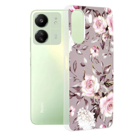 Husa compatibila Xiaomi Redmi 13C 4G / Poco C65, Slim Series, Bloom of Ruth Gray