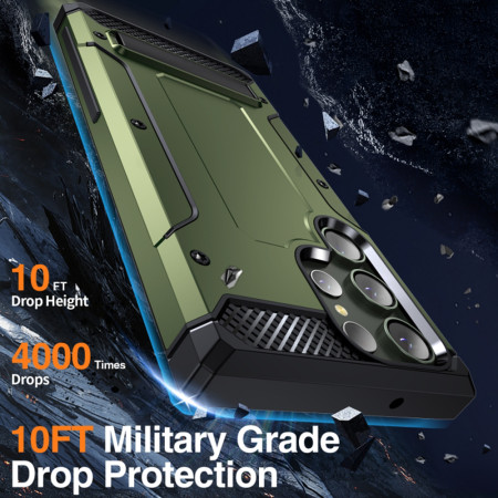 Husa Antisoc pentru Samsung Galaxy S24 Ultra, Kickstand, Green