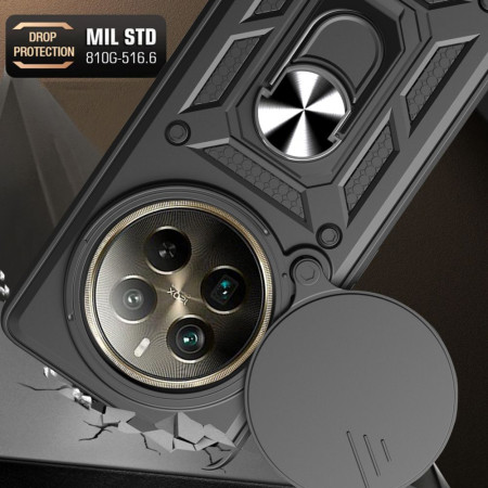 Husa pentru Realme 12 Pro / 12 Pro Plus, Slide si Snap Premium, Magnetic Ring, Negru