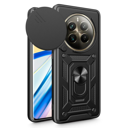 Husa pentru Realme 12 Pro / 12 Pro Plus, Slide si Snap Premium, Magnetic Ring, Negru