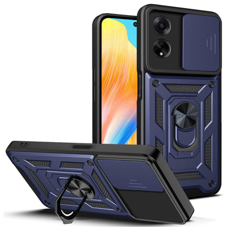Husa pentru Oppo A98 5G, Slide si Snap, Magnetic Ring, Blue