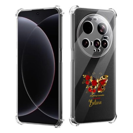 Husa Antisoc pentru Xiaomi 15 Ultra - AirBag TPU, Colțuri Ranforsate- Butterfly Rosu 
