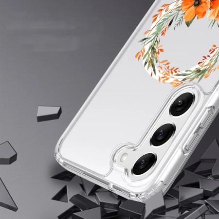 Husa pentru Samsung Galaxy A16, Atasare Magnetica, MagSafe, Pink Wreath 12, Clear
