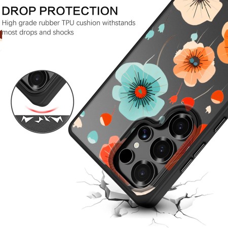 Husă pentru Samsung Galaxy S25 Ultra, Flower 12, Protecție Cameră, Antișoc, Design Slim, Negru