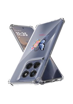 Husa Antisoc pentru Motorola Edge 60 / Edge 60 Fusion - AirBag TPU, Colțuri Ranforsate- Butterfly Albastru 
