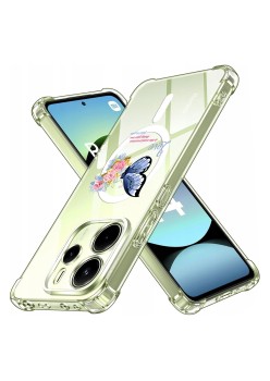 Husa Antisoc pentru Xiaomi Redmi Note 14 4G (Regional) - AirBag Magsafe, Colțuri Ranforsate- Butterfly Albastru 