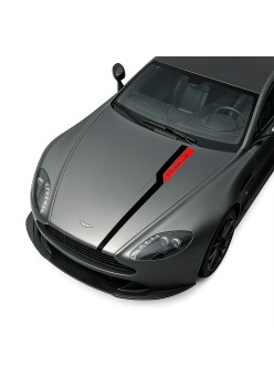 Sticker auto tuning capota Hood Stripes V3, 130x10 cm, Negru si Rosu, folie Oracal autoadeziva, rezistenta UV