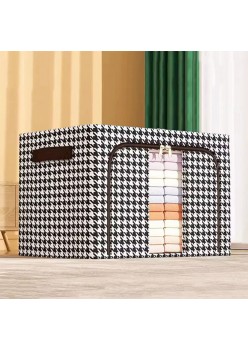 Cutie de Depozitare Pliabilă, 24L, Textil, Cadru Metalic, Fermoar Bidirecțional, Fereastră Transparentă, Design Zebră, Alb-Negru, 40x30x20 cm