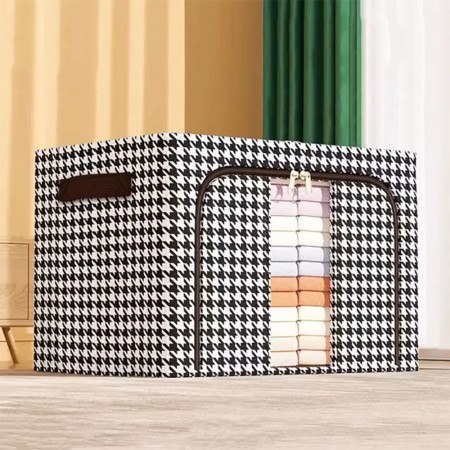 Cutie de Depozitare Pliabilă, 24L, Textil, Cadru Metalic, Fermoar Bidirecțional, Fereastră Transparentă, Design Zebră, Alb-Negru, 40x30x20 cm