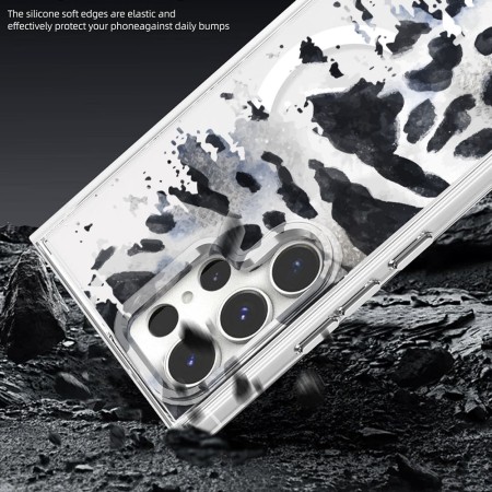 Husa pentru Samsung Galaxy S23 Ultra, Atasare Magnetica, MagSafe, Pattern Skin 50, Clear