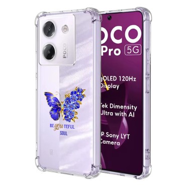 Husa Antisoc pentru Xiaomi Poco M7 Pro 5G AirBag TPU, Colțuri Ranforsate- Butterfly Albastru
