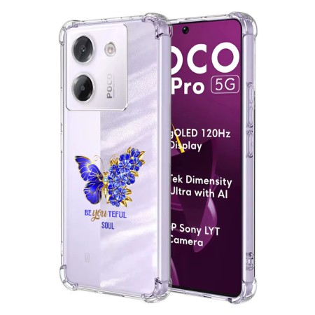Husa Antisoc pentru Xiaomi Poco M7 Pro 5G AirBag TPU, Colțuri Ranforsate- Butterfly Albastru