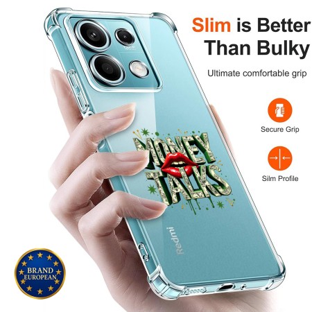 Husa Antisoc pentru Xiaomi Redmi Note 14S - AirBag TPU, Colțuri Ranforsate - Money Talks 