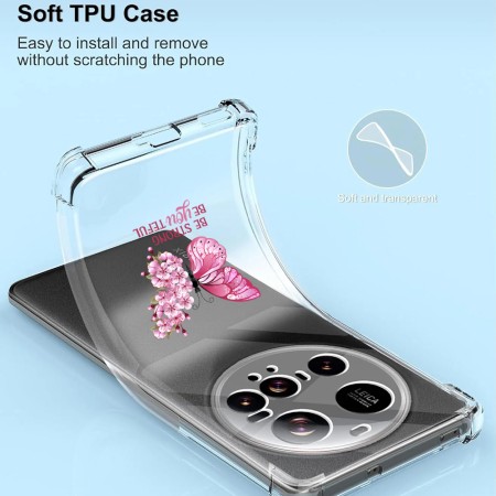Husa Antisoc pentru Xiaomi 15 Ultra - AirBag TPU, Colțuri Ranforsate- Butterfly Roz 