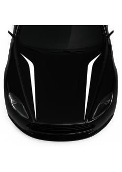 Stickere auto tuning capota Hood Stripes V2, set 2 bucati, 100x26 cm, Alb, folie Oracal autoadeziva rezistenta UV