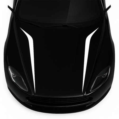 Stickere auto tuning capota Hood Stripes V2, set 2 bucati, 100x26 cm, Alb, folie Oracal autoadeziva rezistenta UV