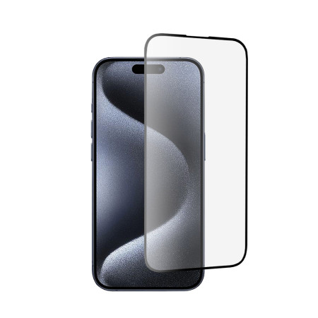 Folie de sticla compatibila Apple iPhone 15 Pro, Case Friendly, Lipire Completa, 9H, margini Negru