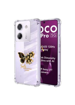 Husa Antisoc pentru Xiaomi Poco M7 Pro 5G - AirBag TPU, Colțuri Ranforsate- Butterfly Auriu 