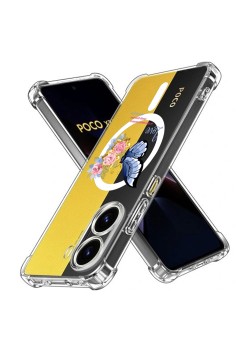 Husa Antisoc pentru Xiaomi Poco X7 Pro - AirBag Magsafe, Colțuri Ranforsate- Butterfly Albastru 
