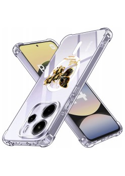 Husa Antisoc pentru Xiaomi Redmi Note 14 4G (Standard) - AirBag Magsafe, Colțuri Ranforsate- Butterfly Auriu 
