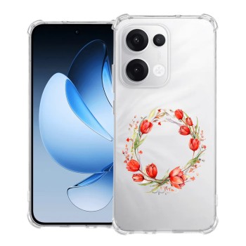 Husa Antisoc pentru Oppo Reno13, AirBag, Pink wreath 15, Clear 