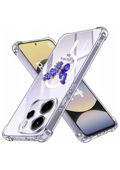 Husa Antisoc pentru Xiaomi Redmi Note 14 4G (Standard) AirBag TPU, Colțuri Ranforsate- Butterfly Albastru