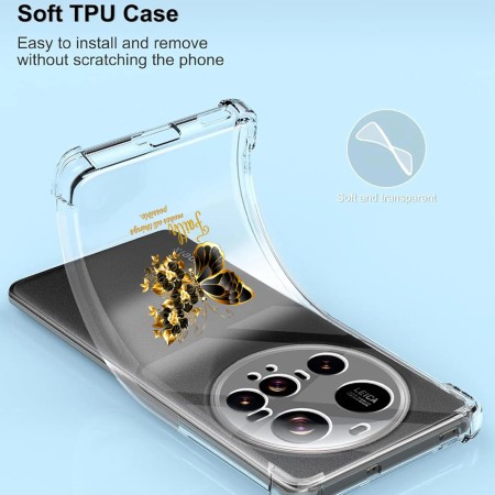 Husa Antisoc pentru Xiaomi 15 Ultra - AirBag TPU, Colțuri Ranforsate- Butterfly Auriu 