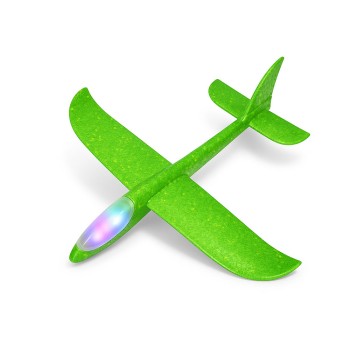 Avion Planor Polistiren 47 cm cu LED pe Varf, Verde – Jucarie de Exterior pentru Copii