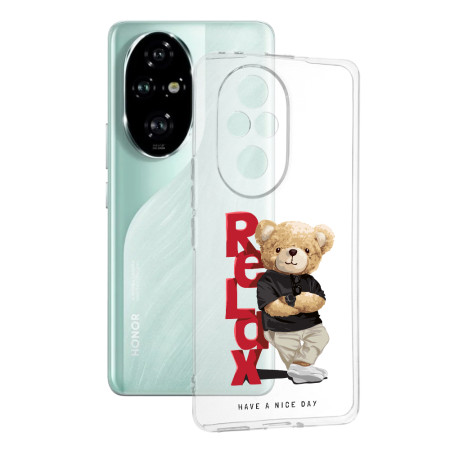 Husa Transparenta TPU pentru Honor 200 Pro, Relax Bear, Ultra-Slim, Protectie Completa
