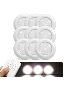 Set 6 Spoturi LED Wireless cu Telecomandă – Autoadezive, Reglabile, Fără Fire, pentru Mobilier și Scări
