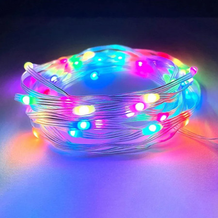 Instalatie Brad de Craciun liniara, 8 jocuri de lumini, conectare la retea,10 m, 220V, 100 Micro LED-uri, interior/exterior, Multicolor
