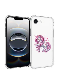 Husa Antisoc pentru iPhone 16e, AirBag, Pink Unicorn, Clear 