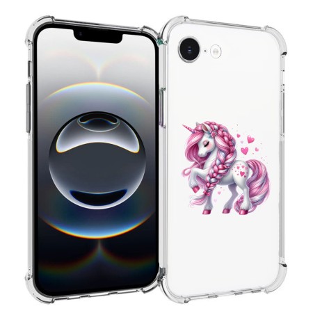 Husa Antisoc pentru iPhone 16e, AirBag, Pink Unicorn, Clear 