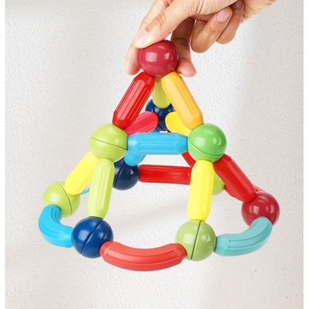 Set 25 de Piese Puzzle de Constructie, 3 Ani, ABS, Magnetice, 16x6x14 cm, Multicolor