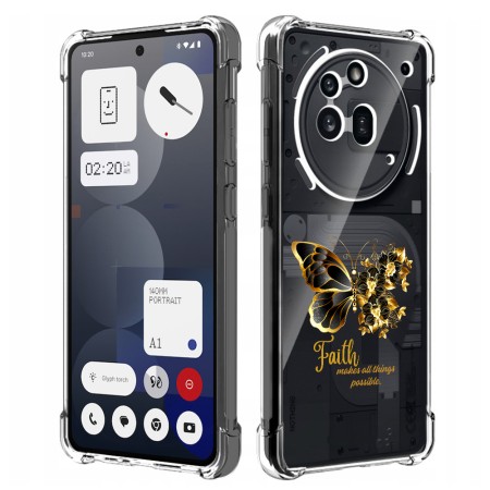 Husa Antisoc pentru Nothing Phone (3a) Pro - AirBag TPU, Colțuri Ranforsate- Butterfly Auriu 
