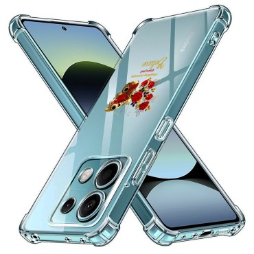 Husa Antisoc pentru Xiaomi Redmi Note 14S - AirBag TPU, Colțuri Ranforsate- Butterfly Rosu 