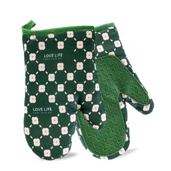 Manusi de copt, rezistenta 330 grade, textil si cauciuc, 26.5x18 cm, 2 bucati, Verde