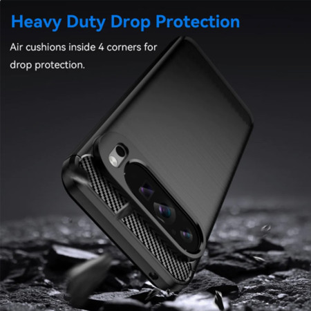 Husa Carbon compatibila Google Pixel 9, Tech Protects, Negru