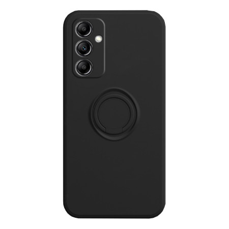 Husa telefon cu inel Samsung Galaxy A24, Interior cu Piele Alcantara, Suport Inel Rotativ cu Magnet Auto, Negru