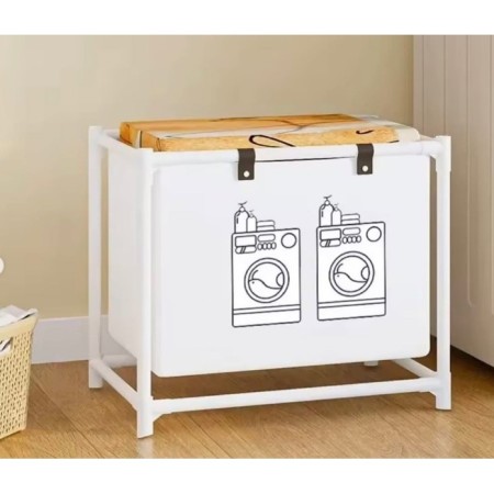 Raft pentru baie cu cos de rufe, un strat, Cadru de Otel Inoxidabil, 57x28x57 cm, Alb