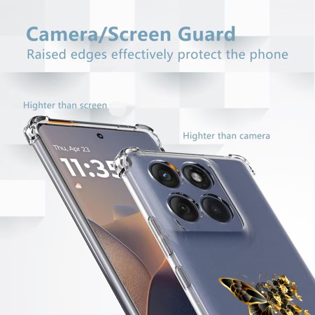 Husa Antisoc pentru Motorola Edge 60 / Edge 60 Fusion - AirBag TPU, Colțuri Ranforsate- Butterfly Auriu 