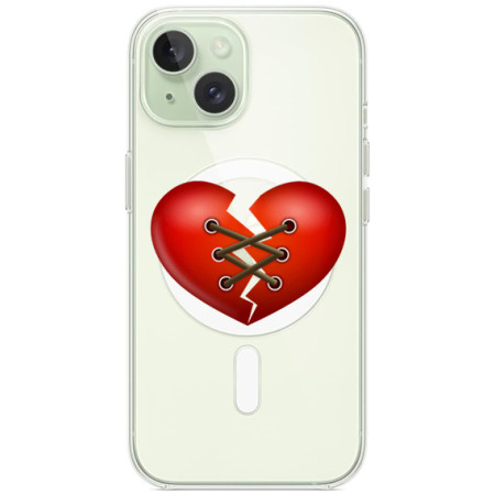 Husa personalizata Apple iPhone 15 Plus, MagSafe, Stitched Heart